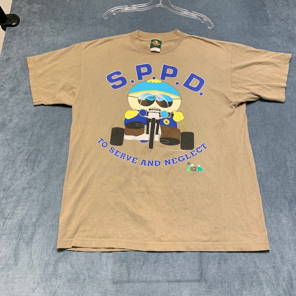 Logotel S.P.P.D. To Serve and Neglect T Shirt Mens XL Brown Cotton Crew Neck Tee